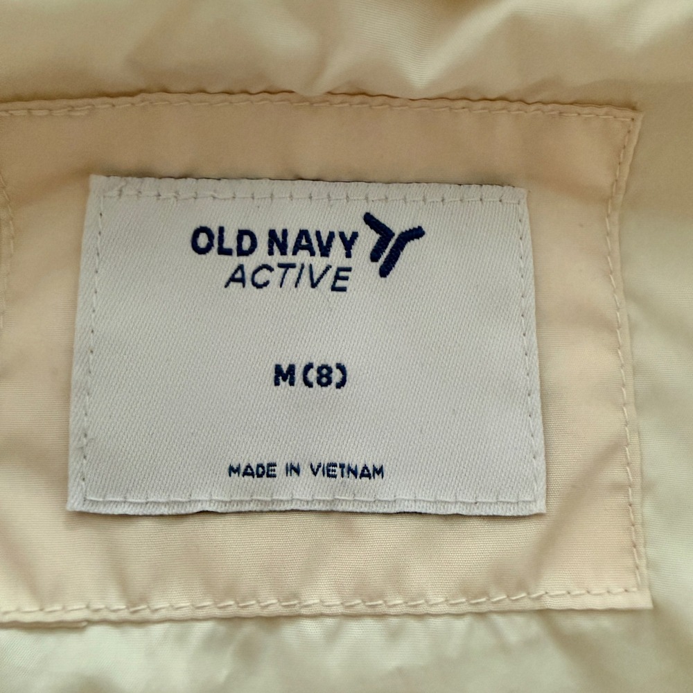 Old Navy Puffer Vest Kids Size M 8 Cream Off White Quilted Active Full Zip - Picture 5 of 6